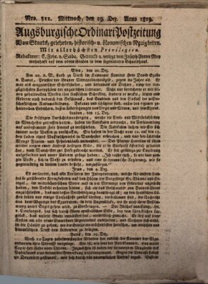 Augsburgische Ordinari Postzeitung von Staats-, gelehrten, historisch- u. ökonomischen Neuigkeiten (Augsburger Postzeitung) Mittwoch 29. Dezember 1819