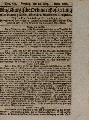 Augsburgische Ordinari Postzeitung von Staats-, gelehrten, historisch- u. ökonomischen Neuigkeiten (Augsburger Postzeitung) Freitag 20. Dezember 1822