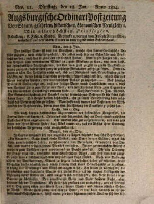 Augsburgische Ordinari Postzeitung von Staats-, gelehrten, historisch- u. ökonomischen Neuigkeiten (Augsburger Postzeitung) Dienstag 13. Januar 1824