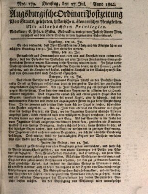 Augsburgische Ordinari Postzeitung von Staats-, gelehrten, historisch- u. ökonomischen Neuigkeiten (Augsburger Postzeitung) Dienstag 27. Juli 1824