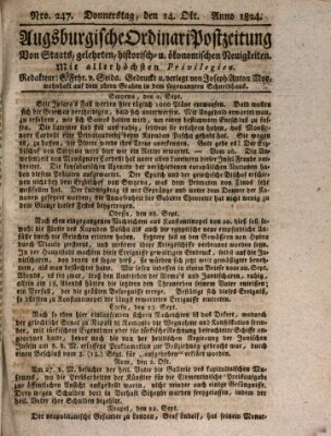 Augsburgische Ordinari Postzeitung von Staats-, gelehrten, historisch- u. ökonomischen Neuigkeiten (Augsburger Postzeitung) Donnerstag 14. Oktober 1824