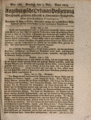 Augsburgische Ordinari Postzeitung von Staats-, gelehrten, historisch- u. ökonomischen Neuigkeiten (Augsburger Postzeitung) Freitag 5. November 1824