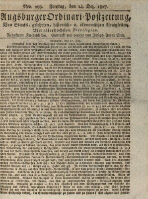 Augsburger Ordinari Postzeitung von Staats-, gelehrten, historisch- u. ökonomischen Neuigkeiten (Augsburger Postzeitung) Freitag 14. Dezember 1827