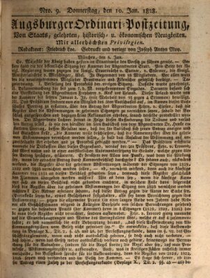 Augsburger Ordinari Postzeitung von Staats-, gelehrten, historisch- u. ökonomischen Neuigkeiten (Augsburger Postzeitung) Donnerstag 10. Januar 1828