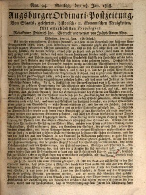 Augsburger Ordinari Postzeitung von Staats-, gelehrten, historisch- u. ökonomischen Neuigkeiten (Augsburger Postzeitung) Montag 28. Januar 1828