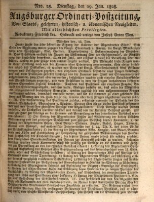 Augsburger Ordinari Postzeitung von Staats-, gelehrten, historisch- u. ökonomischen Neuigkeiten (Augsburger Postzeitung) Dienstag 29. Januar 1828