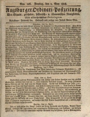Augsburger Ordinari Postzeitung von Staats-, gelehrten, historisch- u. ökonomischen Neuigkeiten (Augsburger Postzeitung) Freitag 2. Mai 1828