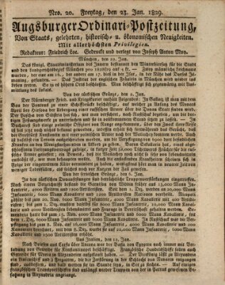 Augsburger Ordinari Postzeitung von Staats-, gelehrten, historisch- u. ökonomischen Neuigkeiten (Augsburger Postzeitung) Freitag 23. Januar 1829