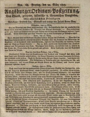 Augsburger Ordinari Postzeitung von Staats-, gelehrten, historisch- u. ökonomischen Neuigkeiten (Augsburger Postzeitung) Freitag 20. März 1829