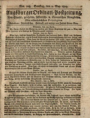 Augsburger Ordinari Postzeitung von Staats-, gelehrten, historisch- u. ökonomischen Neuigkeiten (Augsburger Postzeitung) Samstag 2. Mai 1829