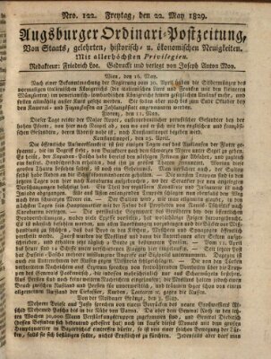 Augsburger Ordinari Postzeitung von Staats-, gelehrten, historisch- u. ökonomischen Neuigkeiten (Augsburger Postzeitung) Freitag 22. Mai 1829