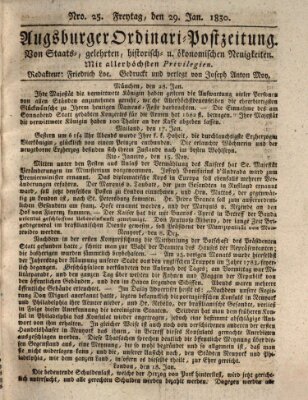 Augsburger Ordinari Postzeitung von Staats-, gelehrten, historisch- u. ökonomischen Neuigkeiten (Augsburger Postzeitung) Freitag 29. Januar 1830