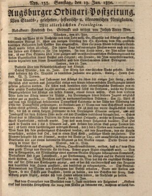 Augsburger Ordinari Postzeitung von Staats-, gelehrten, historisch- u. ökonomischen Neuigkeiten (Augsburger Postzeitung) Samstag 19. Juni 1830