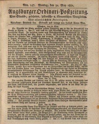 Augsburger Ordinari Postzeitung von Staats-, gelehrten, historisch- u. ökonomischen Neuigkeiten (Augsburger Postzeitung) Montag 30. Mai 1831