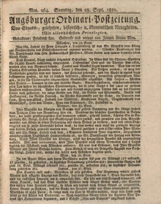 Augsburger Ordinari Postzeitung von Staats-, gelehrten, historisch- u. ökonomischen Neuigkeiten (Augsburger Postzeitung) Sonntag 25. September 1831