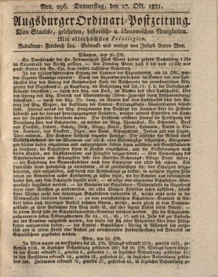 Augsburger Ordinari Postzeitung von Staats-, gelehrten, historisch- u. ökonomischen Neuigkeiten (Augsburger Postzeitung) Donnerstag 27. Oktober 1831