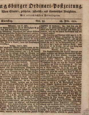 Augsburger Ordinari Postzeitung von Staats-, gelehrten, historisch- u. ökonomischen Neuigkeiten (Augsburger Postzeitung) Dienstag 28. Februar 1832
