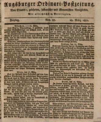 Augsburger Ordinari Postzeitung von Staats-, gelehrten, historisch- u. ökonomischen Neuigkeiten (Augsburger Postzeitung) Freitag 23. März 1832