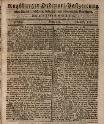 Augsburger Ordinari Postzeitung von Staats-, gelehrten, historisch- u. ökonomischen Neuigkeiten (Augsburger Postzeitung) Freitag 21. Dezember 1832