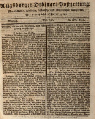 Augsburger Ordinari Postzeitung von Staats-, gelehrten, historisch- u. ökonomischen Neuigkeiten (Augsburger Postzeitung) Montag 24. Dezember 1832