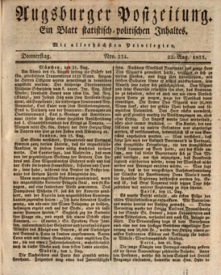 Augsburger Postzeitung Donnerstag 22. August 1833