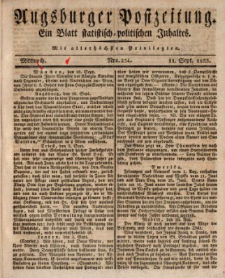 Augsburger Postzeitung Mittwoch 11. September 1833