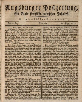 Augsburger Postzeitung Donnerstag 26. September 1833