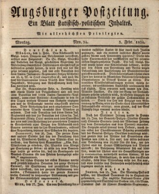 Augsburger Postzeitung Montag 3. Februar 1834