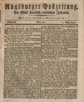 Augsburger Postzeitung Mittwoch 6. August 1834