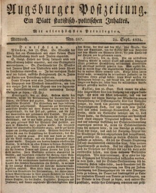 Augsburger Postzeitung Mittwoch 24. September 1834