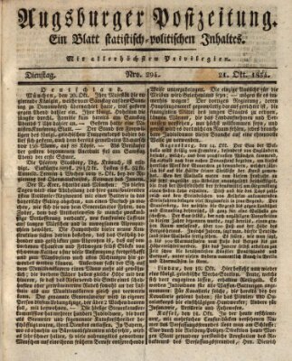 Augsburger Postzeitung Dienstag 21. Oktober 1834