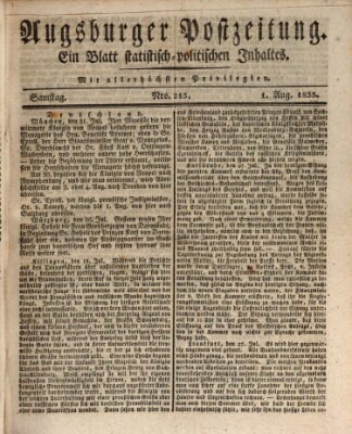 Augsburger Postzeitung Samstag 1. August 1835