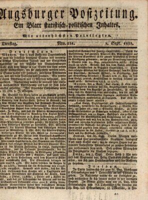 Augsburger Postzeitung Dienstag 8. September 1835