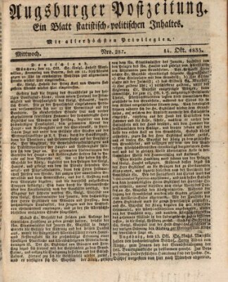 Augsburger Postzeitung Mittwoch 14. Oktober 1835