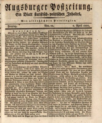 Augsburger Postzeitung Freitag 8. April 1836