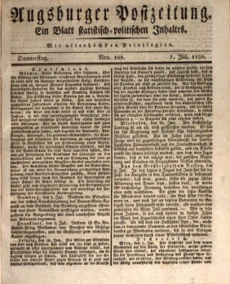 Augsburger Postzeitung Donnerstag 7. Juli 1836
