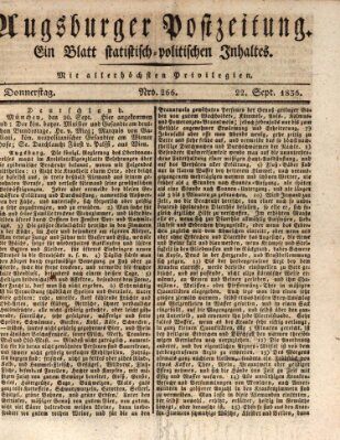Augsburger Postzeitung Donnerstag 22. September 1836