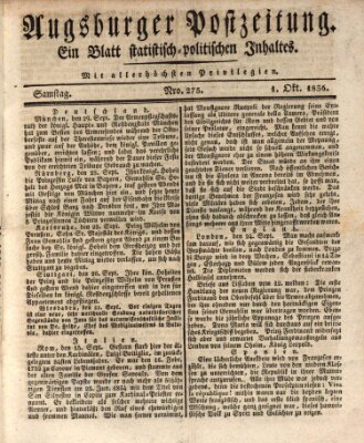 Augsburger Postzeitung Samstag 1. Oktober 1836