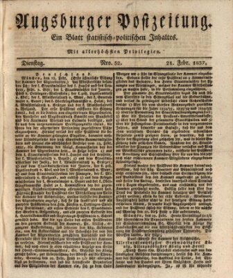 Augsburger Postzeitung Dienstag 21. Februar 1837
