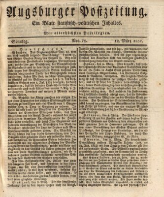 Augsburger Postzeitung Sonntag 12. März 1837