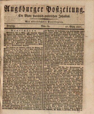 Augsburger Postzeitung Freitag 17. März 1837