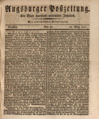 Augsburger Postzeitung Dienstag 21. März 1837