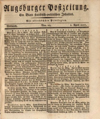 Augsburger Postzeitung Mittwoch 5. April 1837