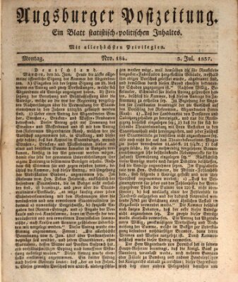 Augsburger Postzeitung Montag 3. Juli 1837
