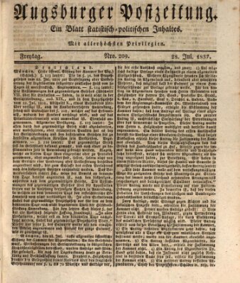 Augsburger Postzeitung Freitag 28. Juli 1837