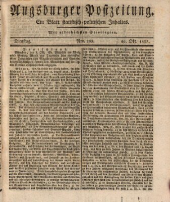 Augsburger Postzeitung Dienstag 10. Oktober 1837