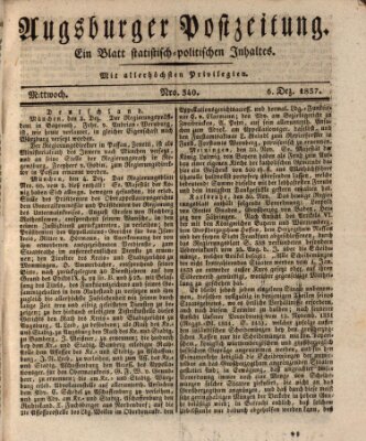 Augsburger Postzeitung Mittwoch 6. Dezember 1837