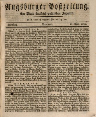 Augsburger Postzeitung Dienstag 17. April 1838
