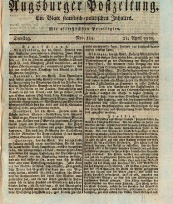 Augsburger Postzeitung Dienstag 24. April 1838