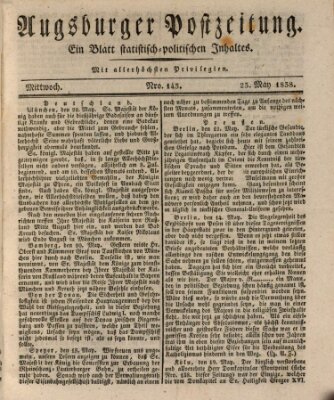 Augsburger Postzeitung Mittwoch 23. Mai 1838